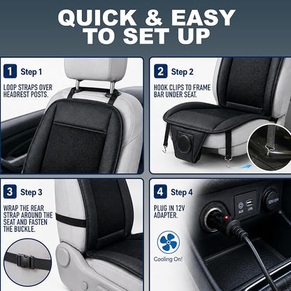 ZONETECH Cooling Car Seat Cushion 12V Black Automotive Adjustable Temperature Comfortable Car Seat Cooling Pad, Cooling Car Seat Cover for Car SUV Truck Universal Fit - Image 7