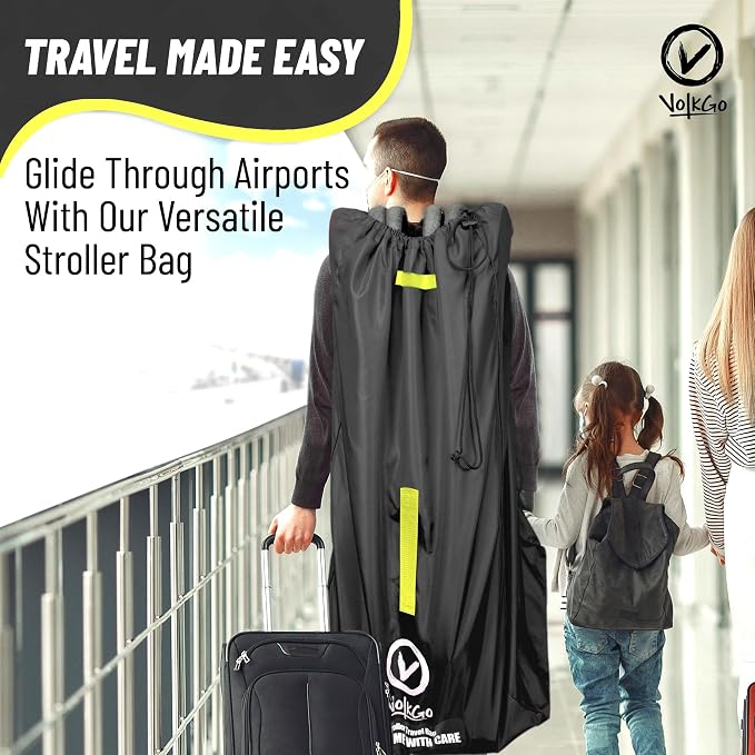 Super Extra Large Stroller Bag for Airplane with Padded Backpack Shoulder Straps, Double Stroller Cover for Air Travel, Jogger & Carrier - Fits All, Gate Check Bag, Waterproof Travel Cover. - Image 3