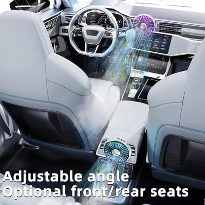 USB Car Fan for Air Vent, 360° Rotatable Clip On Cooling Fan with LED Light, Portable Vehicle Fan for Backseat, Truck, SUV, RV, Quiet Car Vent Fan for Summer Travel, Car Seat Cooling Fan,Black - Image 4
