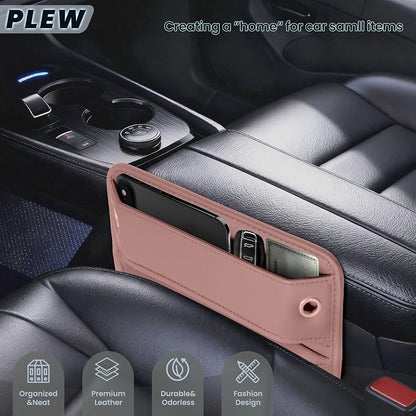2-Pack Car Seat Gap Filler Organizer - Upgraded Anti-Slip Strap Design - Premium Leather Side Console Pocket - Prevent Phone Falling - Universal Fit Car Essentials for SUV, Truck & Sedan,Pink - Image 2