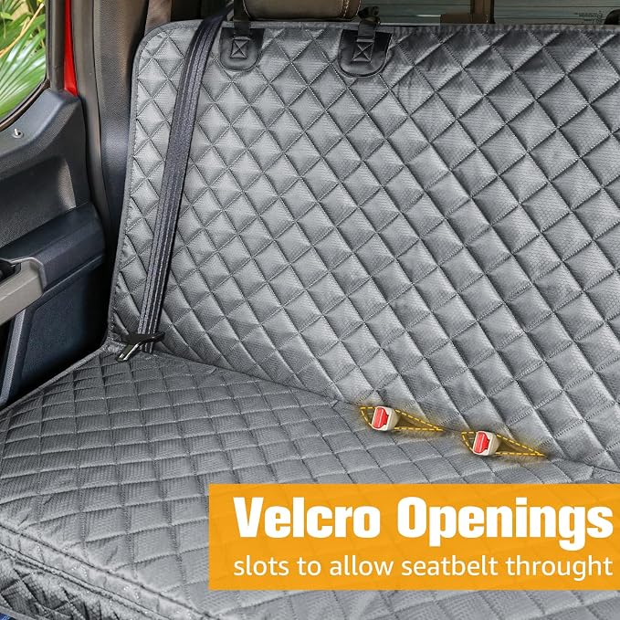 PETICON Dog Car Seat Cover for Back Seat, Rear Bench Seat Cover for Trucks | Waterproof Pet Seat Cover with Side Flaps for F150/Silverado 1500/Ram 1500/Sierra 1500, Velcro Openings for Child Seat Access - Image 4
