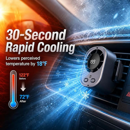 Clip On Air Conditioner for Car, 2026 Portable Car Air Conditioner 360° Rotation 199 Speeds Silent Mini Bladeless Fan with Led Lights Clip On Fan for Cars Work Camping (Black) - Image 3