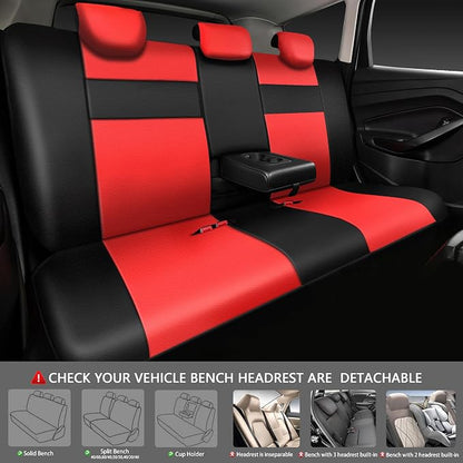 CAR PASS Leather Seat Covers Full Set Universal Water Resistant 3D Foam Back Support, Luxury Comfort Automotive 5 Seat Covers All Season Fit for SUV,Sedan,Van, Airbag Compatible Elegance (Black Red) - Image 5