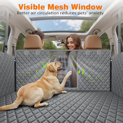 URPOWER 4 in 1 Dog Car Seat Cover for Back Seat, Waterproof Hammock | Mesh Window, Side Flaps, 600D Oxford, Scratch Resistant, Non-Slip, Easy Install, Machine Washable, Dog Seat Belt Included - Image 2