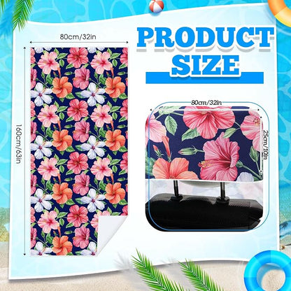 2 Pack Car Seat Towel Cover with Storage Bag, Summer Flower Hibiscus | 63 x 32 in Car Towel Seat Cover Non Slip Waterproof, Gym Workout Swimming Running, Machine Washable Sweat Absorbent Protector - Image 2