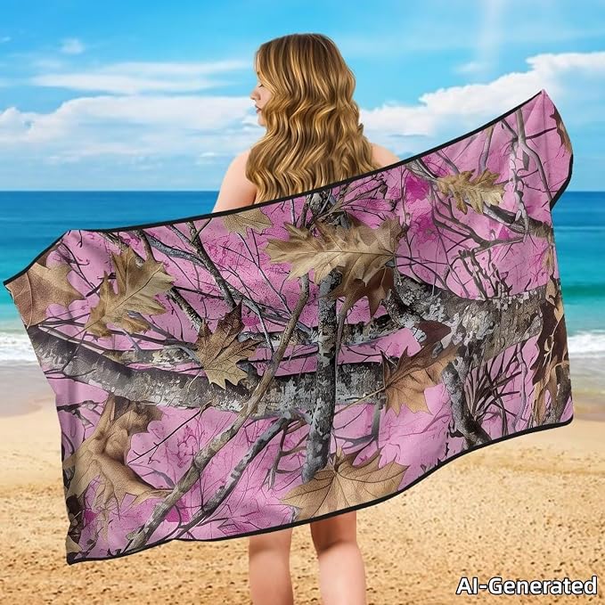 SEANATIVE Car Seat Towel Covers with Storage Bag Seat Post Workout Sweat Washable Cover for Car Towel for Dog Pet Workout Outdoor Sport Activities, Pink Camouflage Hunting Print - Image 4