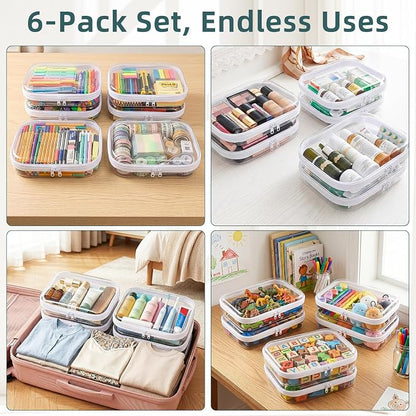 Clear Hard Shell Zipper Cases (6 Packs), Plastic Hard Sided Zippers Pouches Clear Hardshell Pencil Case For Storage, Diaper Bag Organizer Bliss Bins 6*Medium - Image 2