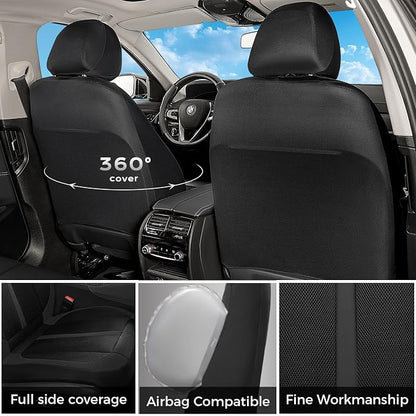 Seat Covers, Car Seat Covers Full Set, Black Seat Covers for Cars 5 Seats, Breathable Car Seat Protector, Front and Rear Car Seat Cushion, Automotive Seat Covers Universal Fit for Most Cars SUV Trucks - Image 2