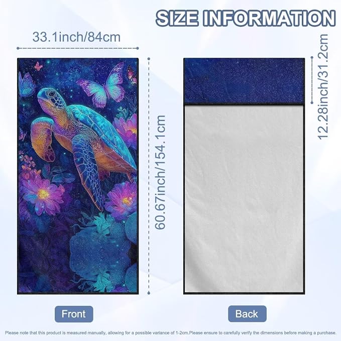 Sea Turtle Print Car Seat Cover Towels Front Seats Butterfly Flower Print Automotive Seat Covers for Truck Sedan SUV Sweat Absorption Running Towel, Workout Towel and Yoga Mat - Image 7