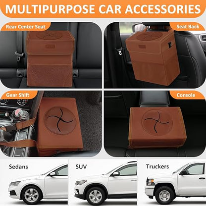 Vankor Car Trash Can, Brown, 2.2 Gallons Capacity, Waterproof, Polyester Material, Adjustable Strap, Hanging Design, Leakproof Lining, 100% PEVA Thickness | 2.2 Gallon Cute Hanging Car Trash Bin for Men Car Truck Vehicle Sedan SUV Interior Automotive G... - Image 5