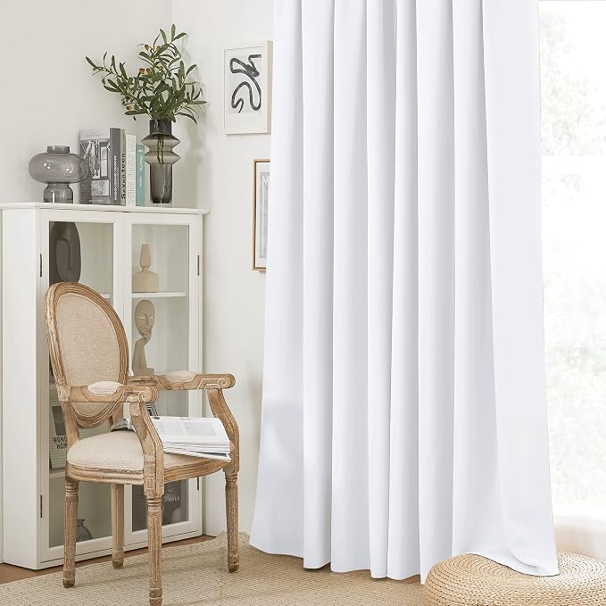 RYB HOME Short Curtains for Bedroom, Room Darkening, Rod Pocket | Thermal Insulated,Summer Heat Light UV Blocking,Triple-weave Fabric,Nursery Kitchen Bathroom,W42 x L48,Pure White,2 Panels - Image 4