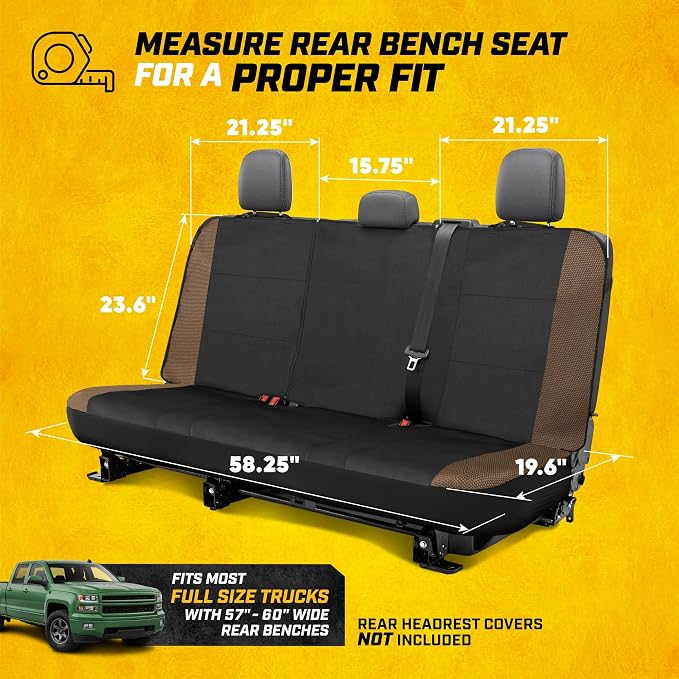 CAT MeshFlex Seat Covers Full Set for Full-Size Pickup Trucks Only - Brown | Front Bucket Seat Covers & 60/40 Split Rear Bench Protector – Interior Accessories For F-150, Silverado, Ram, Sierra & Tundra - Image 7
