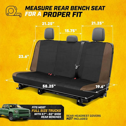 CAT MeshFlex Seat Covers Full Set for Full-Size Pickup Trucks Only - Brown | Front Bucket Seat Covers & 60/40 Split Rear Bench Protector – Interior Accessories For F-150, Silverado, Ram, Sierra & Tundra - Image 7