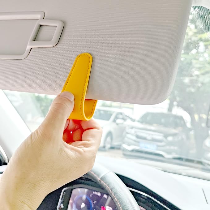 CATCH ON Cute Sunglasses Holders Organizers Accessories for Car Visor | Faux Leather Ticket Card Clip - Image 5