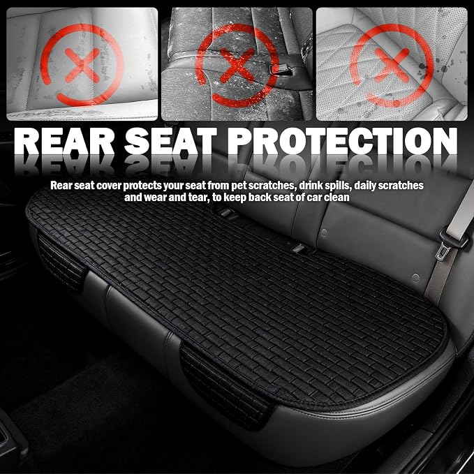 Car Back Seat Cover with Side Pockets,Breathable & All-Season Bench Seat Cover for Back Seats Protection,Anti-Slip Backs Seats Protector Car Interior Accessories for Cars,SUVs - Image 4