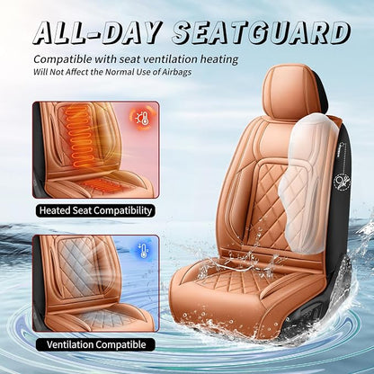 Fit Venza Premium Leather Car Seat Covers for Toyota Venza 2009-2025 2026 - Waterproof，Breathable，All-Weather Seat Cushion Protecto & Airbag Compatible, Full Set Brown - Image 4