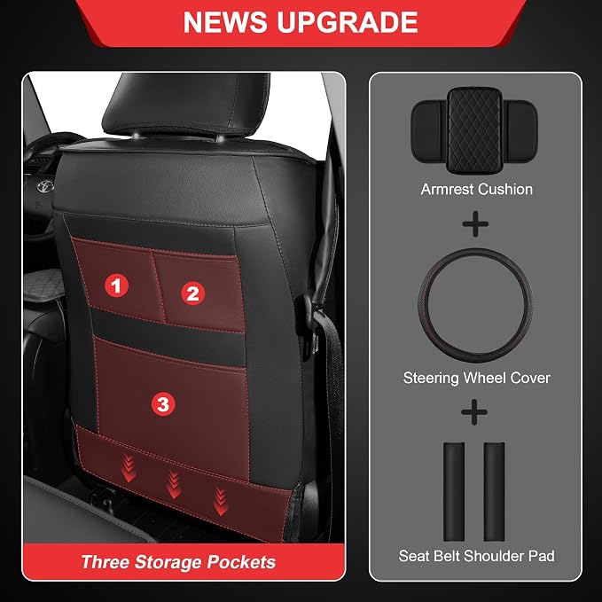 TTX LIGHTING Custom Fit for Toyota 4Runner Seat Covers 2010-2024 5-Seats | Original Seat Pattern | Full Coverage | Easy Install | Waterproof | Faux Leather | Shield Your Car Seats - Image 3