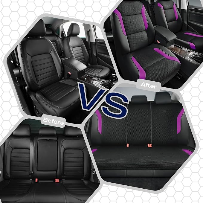 Skechers Memory Foam™ Car Seat Covers, Air Cool Mesh Thick Seat Covers, Car Seat Full Sets, Airbag Compatible, Automotive Comfort Protection for Most Cars,Vans,Trucks, SUVs,Purple - Image 7