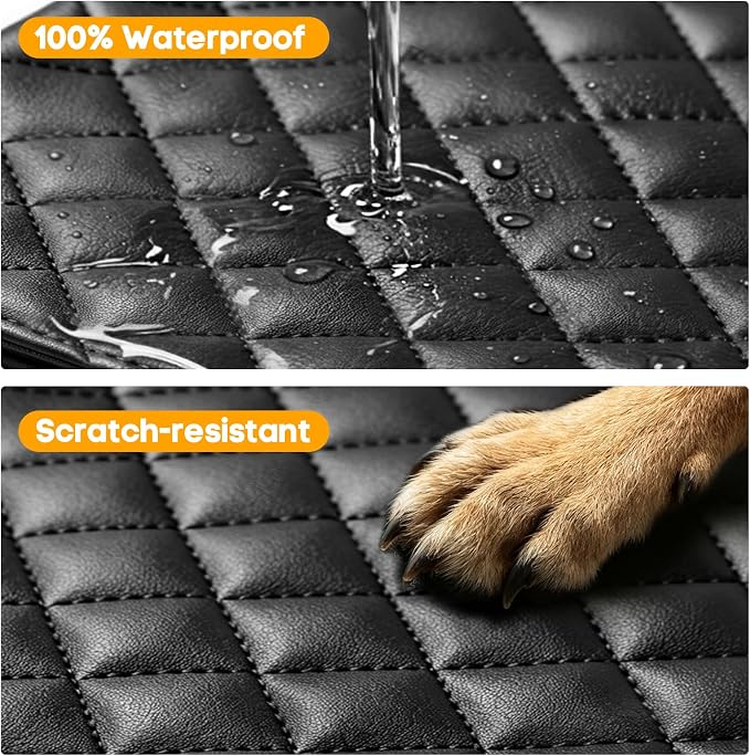 Front Seat Car Cover 2 Pack, PU Leather Dog Car Seat Cover | with Side Flaps, Nonslip Scratchproof Waterproof Captain Chair Seat Cover Fits for Cars, Trucks, SUVs, Jeep - Image 3
