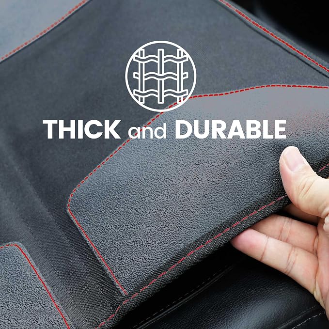 PIDO Car Seat Protector for Child Car Seat with Thick Padding, Black/Red | Waterproof, Non-Slip Backing, No Imprint, Carseat Protector Cover, Protect Leather Seats - Image 4