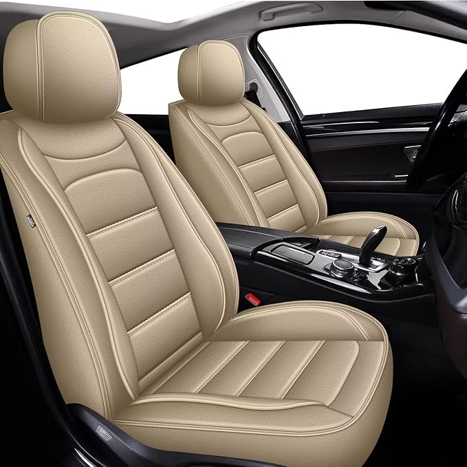 IKABEVEM Car Seat Covers Fit for Honda HRV 2016-2026: Full Set Luxury Leather Automotive Seat Covers, HR-V Car Seat Protector(5 Seats, Beige) by IKABEVEM