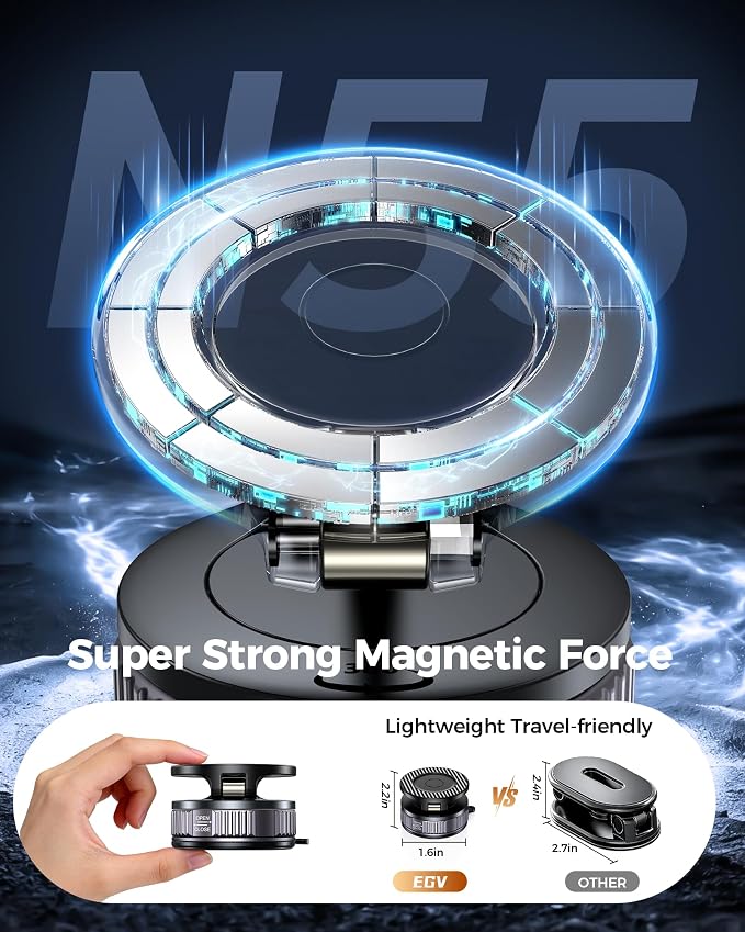Car Phone Holder for Magsafe – [Carbon Fiber] Phone Mount for Car [Super Strong Magnetic, 360° Adjustable, 108LBS Vacuum Suction] Phone Holders for Your Car, Car Accessories for iPhone 17–12 Series | Super strong magnetic, 108LBS vacuum suction, Compat... - Image 5