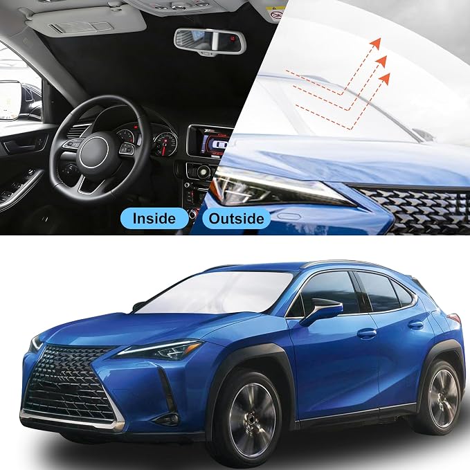 Front Windshield Sun Shade Foldable Car Front Window Sun Shade Windshield Shade Custom Fit for Lexus UX 2019-2026 Block UV Rays Accessories Heat Keep Cooler - Image 6