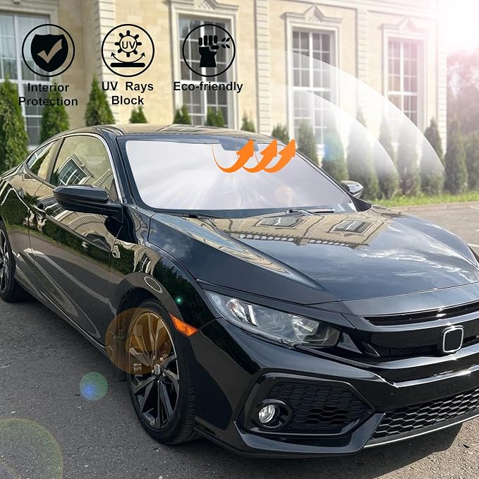 Windshield Sun Shade for 2016-2021 Honda Civic Accessories | Full covered, Foldable & Durable, Block UV Rays, Reduce Heat, Easy to install, Keep Car Cooler - Image 6