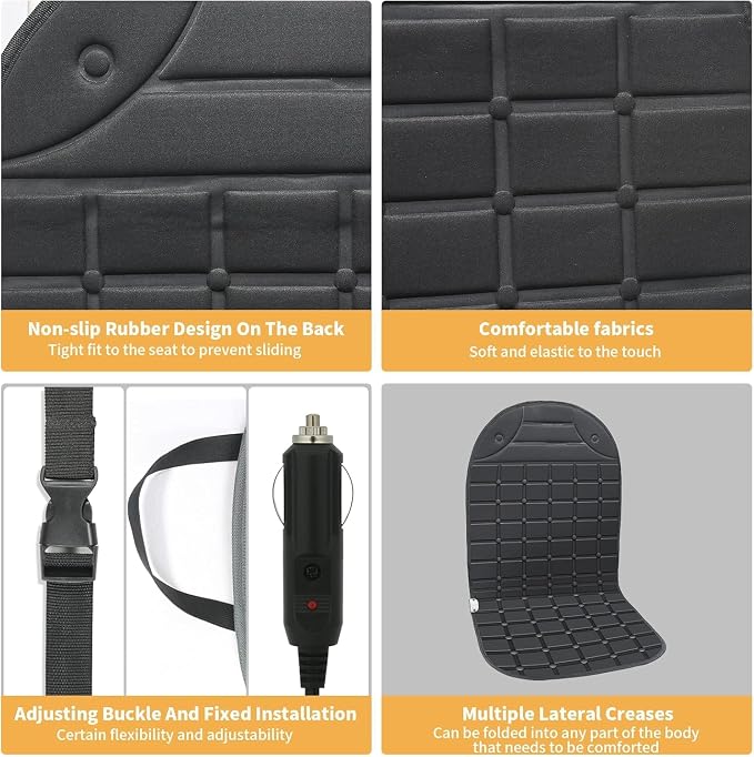Universal Winter Seat Cushion Cover for Full Back (Black) - Image 3
