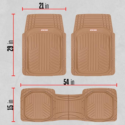 Motor Trend FlexToughXL Floor Mats for Cars Full Set, All-Weather Rubber Automotive Floor Mats, Waterproof Heavy Duty Car Mats, Flexible Floor Liners for Car Truck Van SUV, Car Floor Mats (Beige) - Image 4