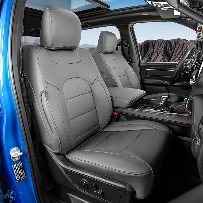 coverdream Wrangler Seat Covers Full Set for 2018-2026 Jeep Wrangler Rubicon,Sport,Sahara SUV,Rear Split Seat w/No Armrest,Fully Covered,Luxury Waterproof Leather Car Seat Protector(Grey) by Coverdream