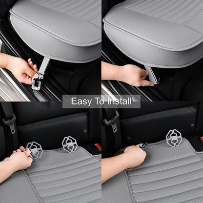 Back Seat Covers, Rear Seat Cushions, Auto Bench Protector with Breathable PU Leather and Non-Slip Bottom Universal for 4 Season (Gray, 61" x 20. 5") - Image 4