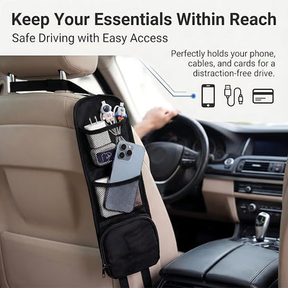 2PCS Car Seat Side Organizer, Multi-Pocket Car Storage Organizer with Mesh Net, Multifunctional Seat Storage Hanging Bag, Universal Auto Seat Side Organizers for Cars, SUV & Truck (Black) - Image 5