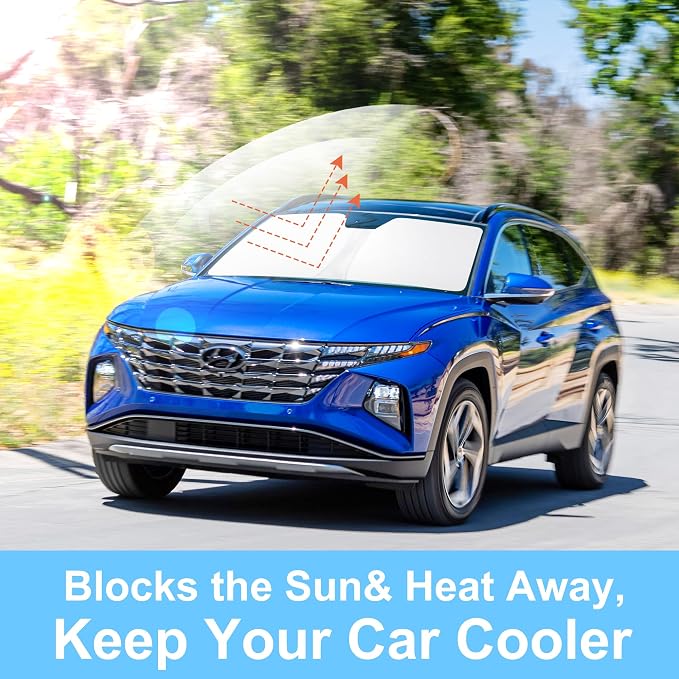 Front Windshield Sun Shade Foldable Car Front Window Sun Shade Windshield Shade Custom Fit for 2022-2025 2026 Hyundai Tucson Block UV Rays Heat Keep Cooler - Image 4