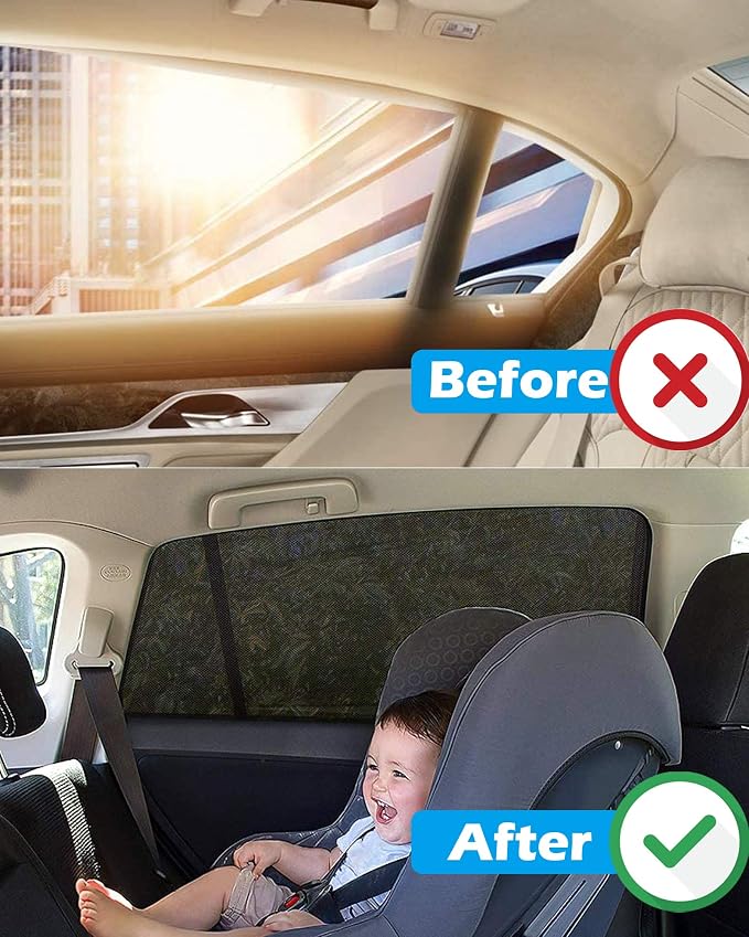 Tevlaphee Car Sunshade Kids, Universal Sun Visor Car Net Sunscreen Baby with Certified UV for Side Window Mesh Material Protects Passenger Baby, Children & Pets (XL) - Image 5