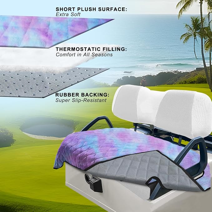 YOKYHOM Golf Cart Seat Covers, Thick Plush & Non-Slip Backing, Blue Purple | Heat & Cold Protection, All-Season Comfort, 51 x 30.5 in, Fits Most 2 & 4 Passenger EZGO, Club Car, Yamaha & Icon Carts - Image 2