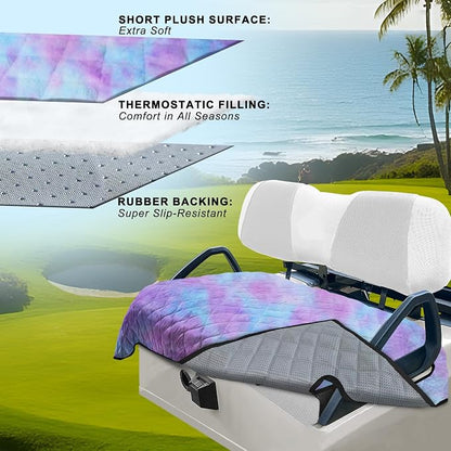 YOKYHOM Golf Cart Seat Covers, Thick Plush & Non-Slip Backing, Blue Purple | Heat & Cold Protection, All-Season Comfort, 51 x 30.5 in, Fits Most 2 & 4 Passenger EZGO, Club Car, Yamaha & Icon Carts - Image 2