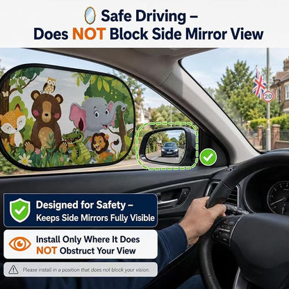 Car Window Shade for Baby -Glare Shield and UV Rays Protection for Your Child, 2-Pack-20 X 12" Window Shade (Animals) - Image 9