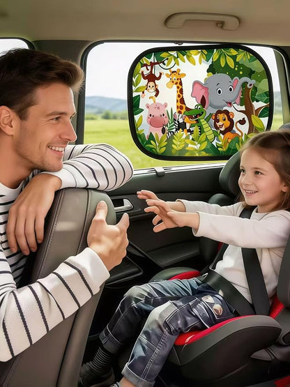 Car Window Shade for Baby -Glare Shield and UV Rays Protection for Your Child, 2-Pack-20 X 12" Window Shade (Animals) - Image 3
