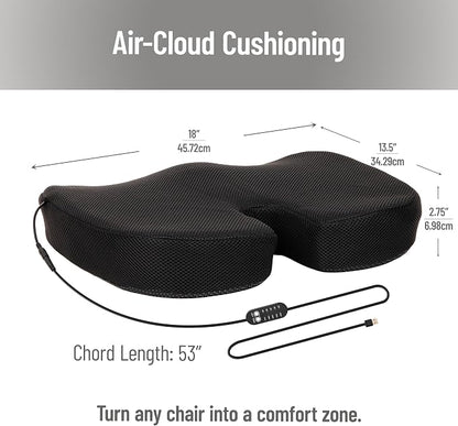 Mind Reader Heated Memory Foam Seat Cushion with Air-Cloud Support, Slim Ergonomic Cushion with 4 Heat Settings Timer and Auto Shut-Off, Black - Image 3