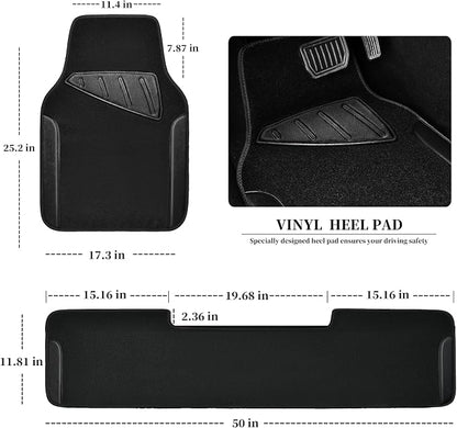 CAR PASS Waterproof Universal Faux Leather 3Pcs Car Floor Mats, Black Car Mats Fit for SUV,Vans,sedans, Trucks,Set of Vehicles Car Carpet with Driver Heel Pad and Anti-Slip Nibs Backing (Black 3Pcs) - Image 2
