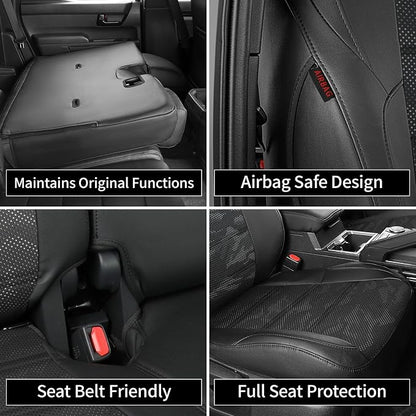 EKR Tacoma Seat Covers Custom Fit for Toyota Tacoma 2016 2017 2018 2019 2020 2021 2022 2023 Double Cab/Crew Cab -Truck Seat Covers for Car Full Set,Faux Leather(Black/Gray Camo A122) - Image 7