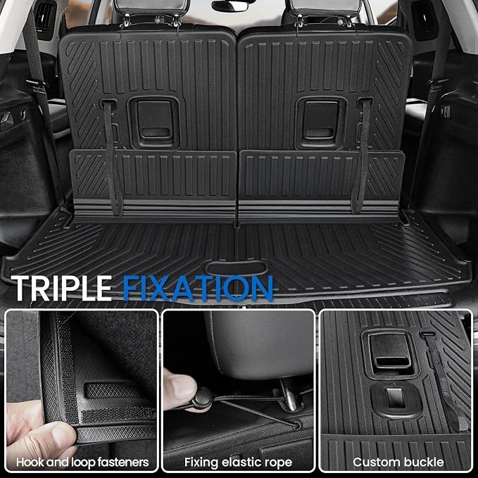 Cargo Mat for Jeep Grand Cherokee L 2021-2026 Accessories | Cargo Liner & Rear Seat Back Protector, All Weather TPE, Non Slip & Odorless & Scratch Proof, Quick Clean - Image 3