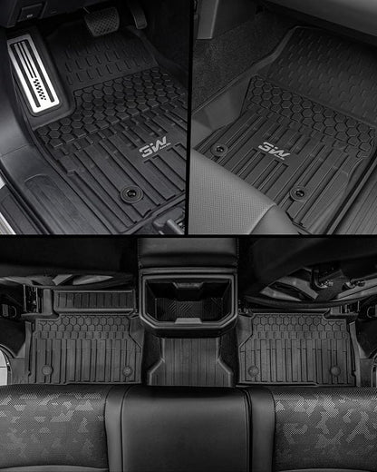 3W Floor Mats for Toyota Tacoma Hybrid 2024-2026 with Metal Pedals | TPE All Weather Custom Fit Liners, 1st & 2nd Row Full Set, Easy Clean, Black - Image 4