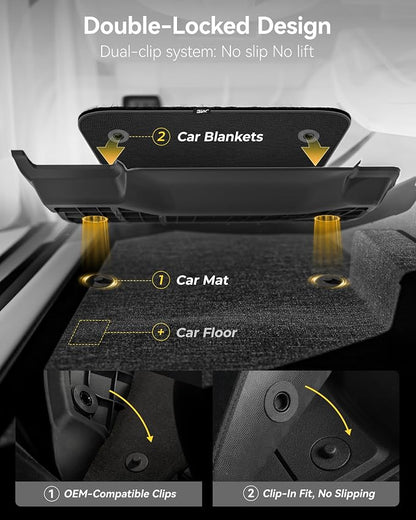 3W Floor Mats & Front Carpet for 2019-2026 Chevy Silverado/GMC Sierra 1500 | 2020-2026 GMC Sierra 2500HD/3500HD Crew Cab, TPE All Weather Accessories 2 Rows Full Set Car Mats - Image 5