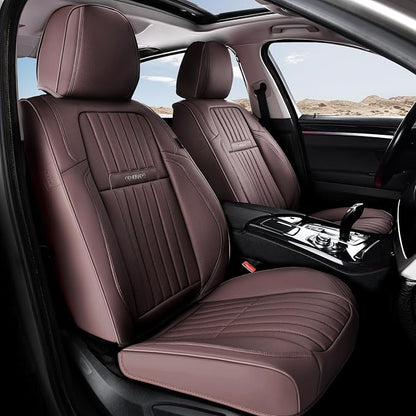 Coverado Car Seat Covers Full Set, Seat Covers for Cars, Car Seat Cover, Car Seat Protector, Leather Car Seat Cushion, Waterproof Car Seat Covers Front Seats and Back Fit for Most Cars(Coffee) - Image 9