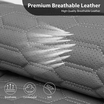 CAR PASS 3D Foam Faux Leather Car Seat Covers Full Set, Grey Breathable PU Leather Seat Covers for Cars, Luxury Universal Fit for SUVs Vans Sedan Truck Automotive, Armrest Airbag Compatible, All Gray - Image 8