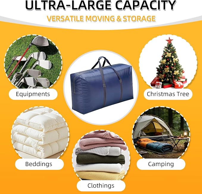 Extra Large travel duffel bag with Strong Handles, 230L Waterproof duffel bag, Durable Zippers, Extra Large Storage Totes for Space Saving and Moving Supplies, Blue - Image 5