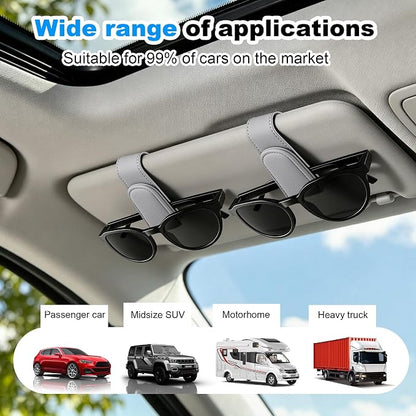 2 Pack Sunglass Holder for Car Visor Magnetic Leather Visor Sunglasses Clip Eyeglass Hanger Clip for Car Sun Visor Grey - Image 7