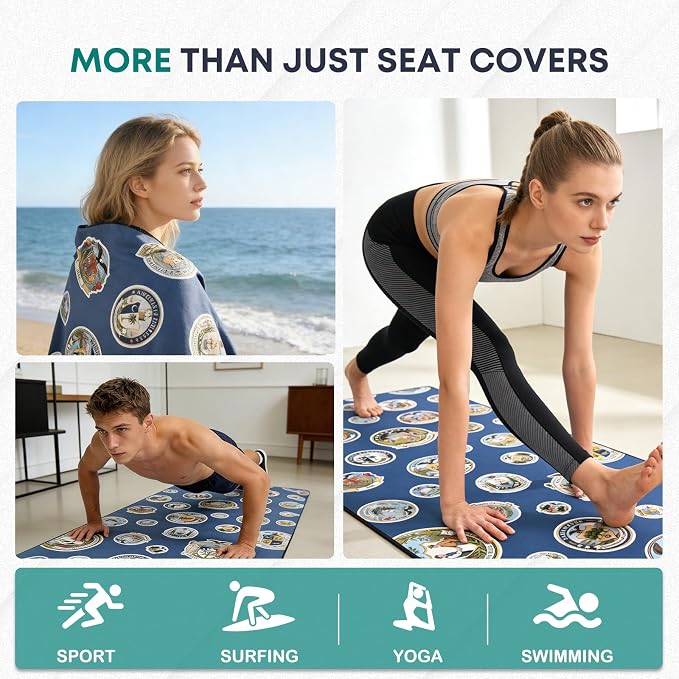 FLORICH Car Seat Cover Towel, Car Seat Protector Front Seats, Sweat Towel Car Seat Covers for Post Gym Workout, Running, Swimming and Beach, Non-Slip Car Seat Towel Covers Fit for Most Cars Trucks SUV - Image 7